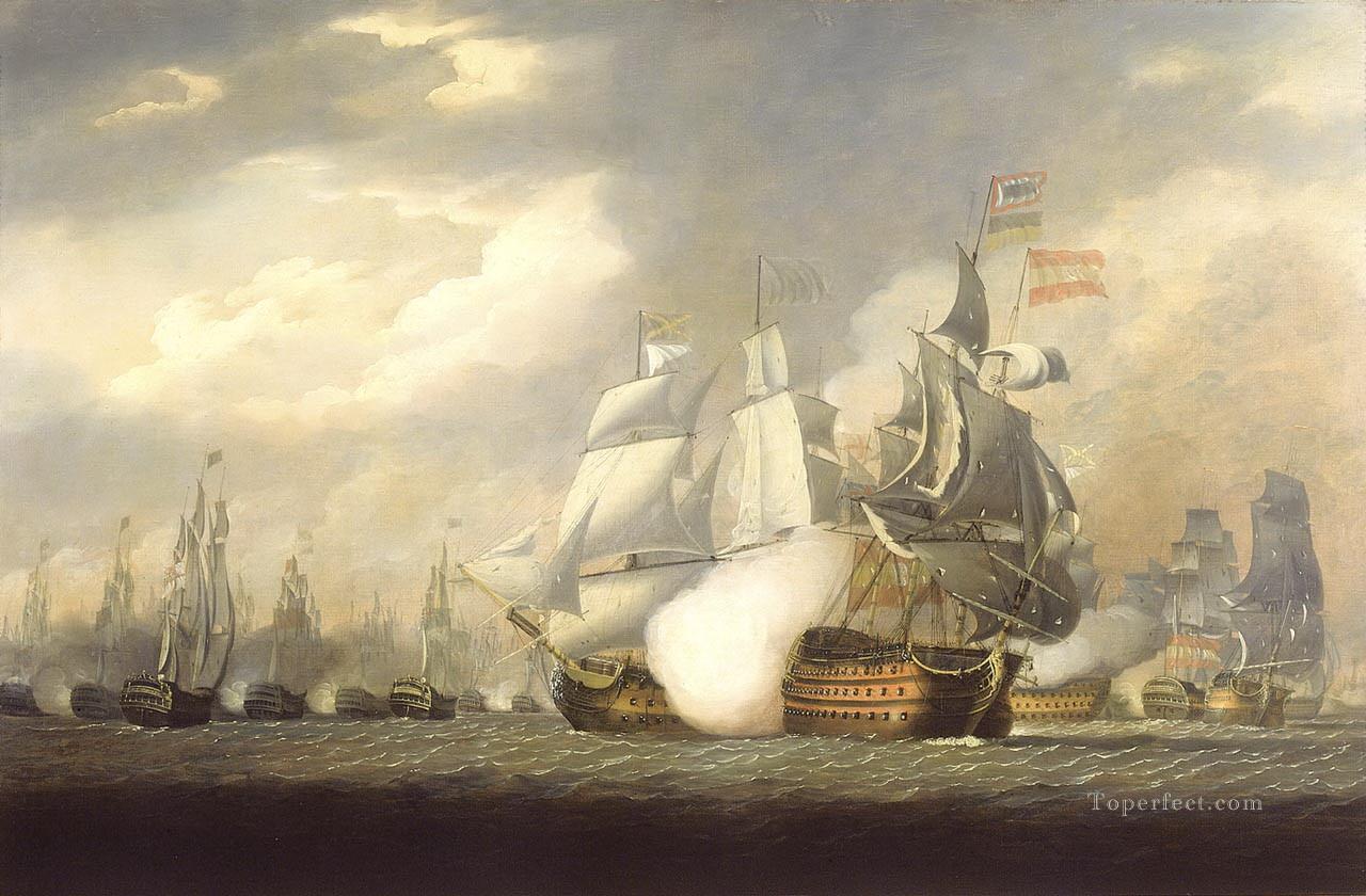 The Victory Raking the Spanish Salvador del Mundo at the Battle of Cape St Vincent 1797 Naval Battles Oil Paintings
